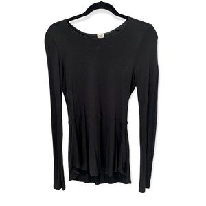 Aritzia's Wilfred Black Peplum Long Sleeve Top - XS